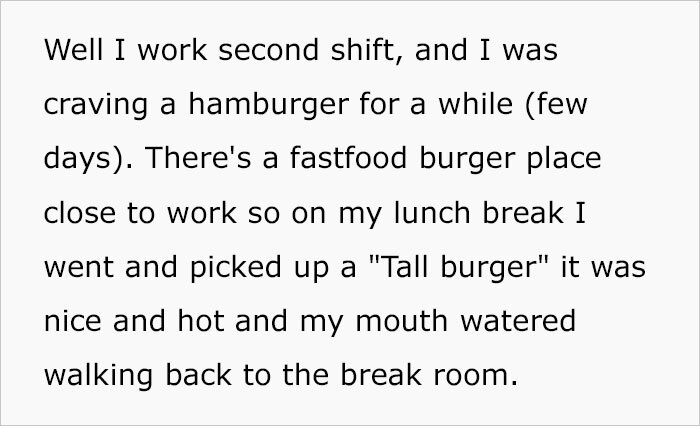 Person Starts A Debate Online After Their Vegan Coworker Asks Them To Eat Burger Outside Person Starts A Debate Online After Their Vegan Coworker Asks Them To Eat Burger Outside