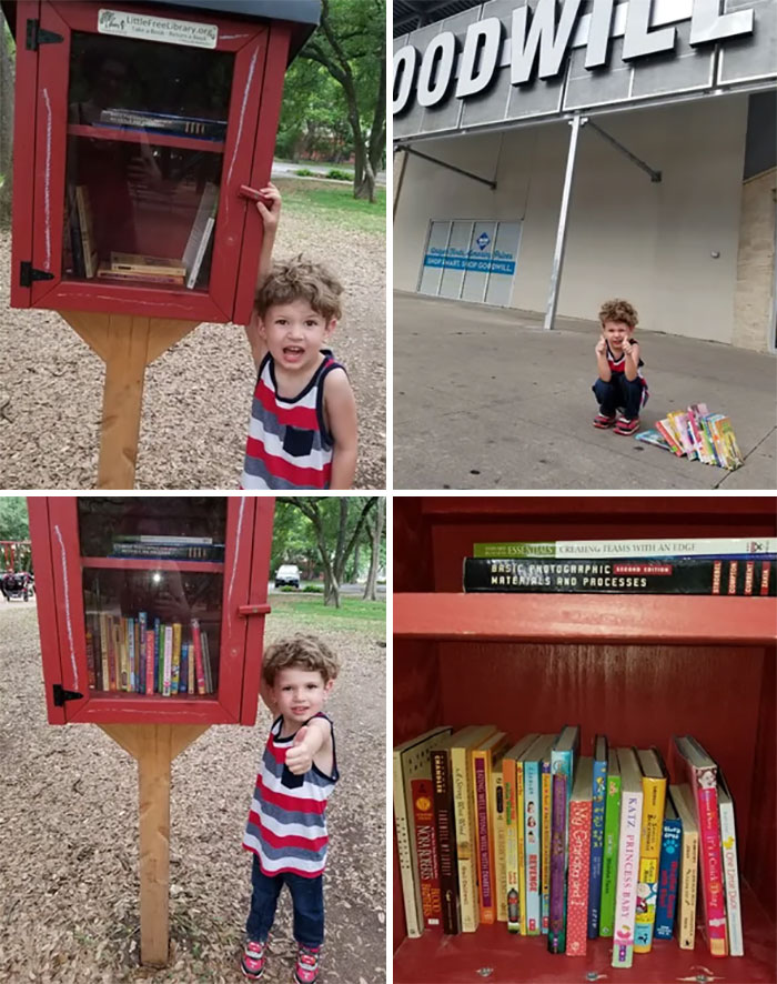 My Son Saw The Library Box Only Had "Big Kid Books" And Asked If He Could Fill It With "Little Kid Books". So He Did