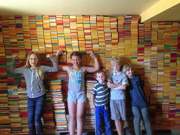 Group Of Neighborhood Kids That Helped Move My 82-Year-Old Dad's Books Out Of A Room That Was Flooding