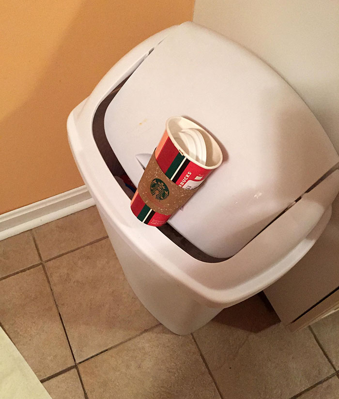 My Dad Does This With Every Single Piece Of Trash He Has. Just Push The Lid Down It Isn’t That Hard