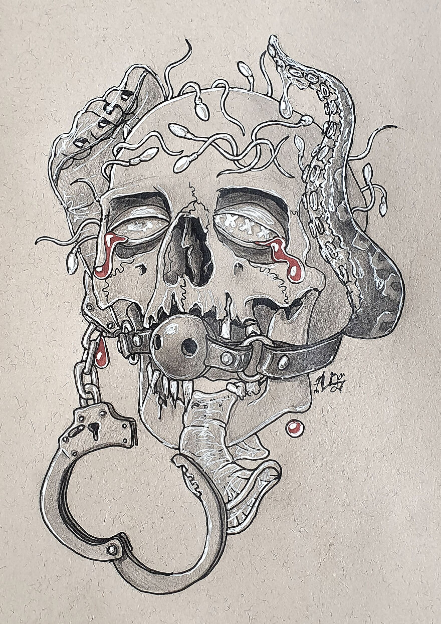 Xxx (Combination Of Some Fetishes We Have With A Sperm Crown Triple X In One Eye, Used Condom. There Is A Hidden Phallus. Can You See It? Let Me Know In The Comments)