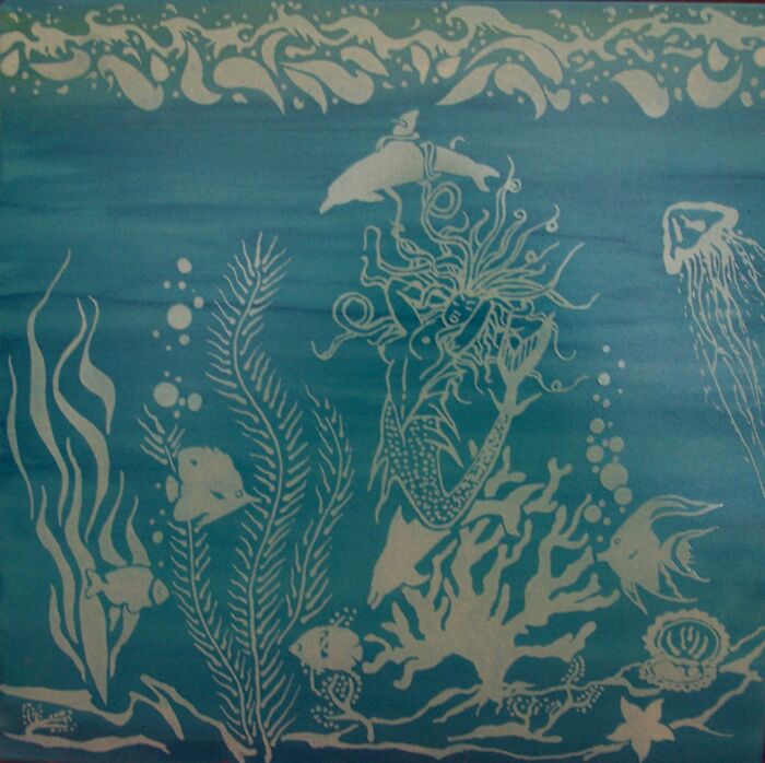 Mermaid And Dolphins Sandblasted On Italian Tile