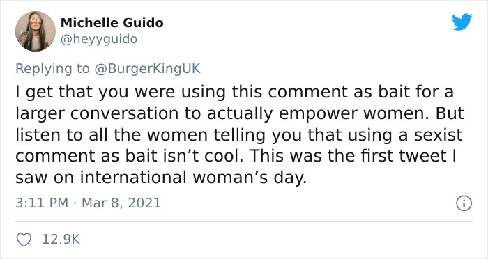 Burger King UK Tweets That ‘Women Belong In The Kitchen’ On International Women’s Day Burger King UK Tweets That ‘Women Belong In The Kitchen’ On International Women’s Day