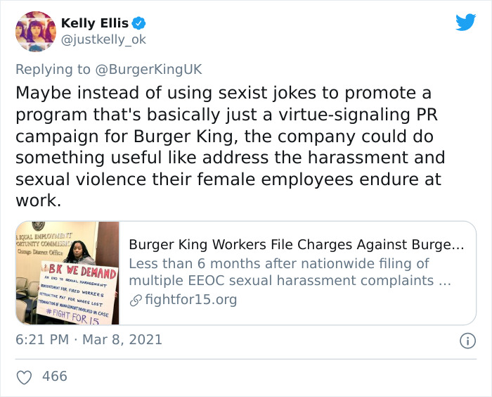 Burger King UK Tweets That ‘Women Belong In The Kitchen’ On International Women’s Day Burger King UK Tweets That ‘Women Belong In The Kitchen’ On International Women’s Day