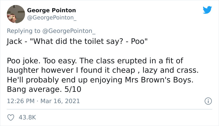 Teacher Rates His Year 1 Students’ Jokes On Twitter, And His Thread Goes Viral Teacher Rates His Year 1 Students’ Jokes On Twitter, And His Thread Goes Viral