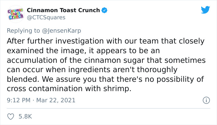 Person Finds Shrimp Tails In His Cinnamon Crunch Cereal, The Company Says It&rsquo;s Just &lsquo;Sugar&rsquo;, People React With Memes