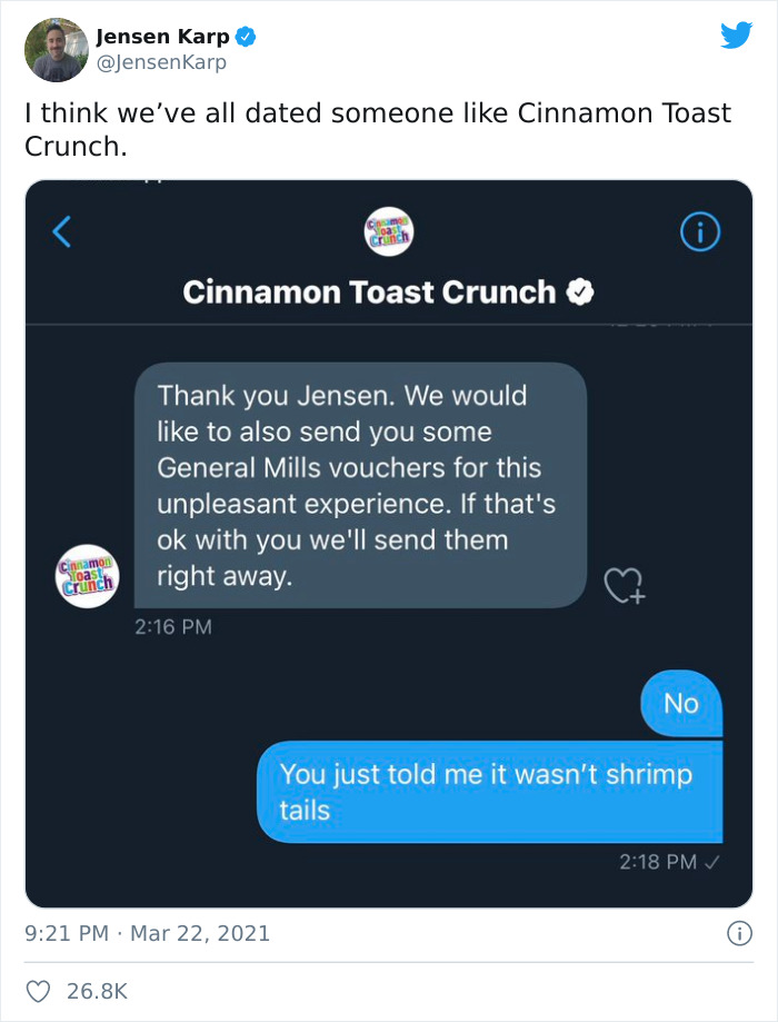 Person Finds Shrimp Tails In His Cinnamon Crunch Cereal, The Company Says It’s Just ‘Sugar’, People React With Memes Person Finds Shrimp Tails In His Cinnamon Crunch Cereal, The Company Says It’s Just ‘Sugar’, People React With Memes