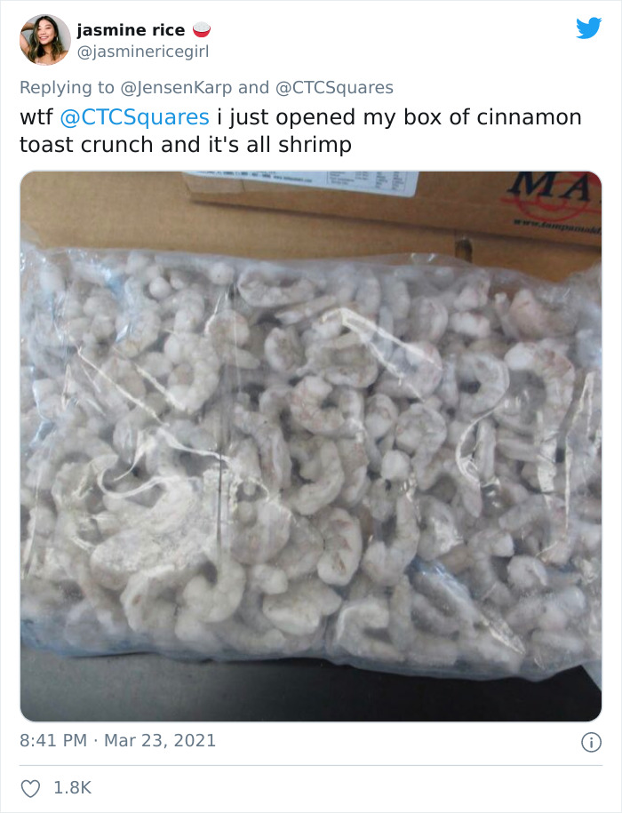 Person Finds Shrimp Tails In His Cinnamon Crunch Cereal, The Company Says It&rsquo;s Just &lsquo;Sugar&rsquo;, People React With Memes