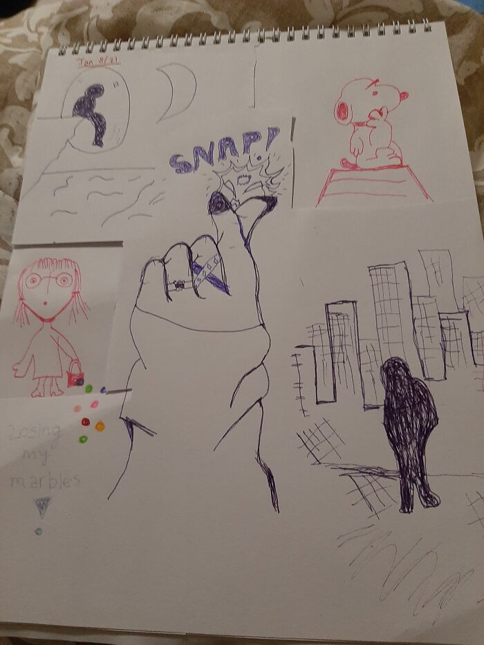 Well... Pensive Snoopy (Thank You Charles Schultz) And Losing My Marbles Girl Are Cute 😐