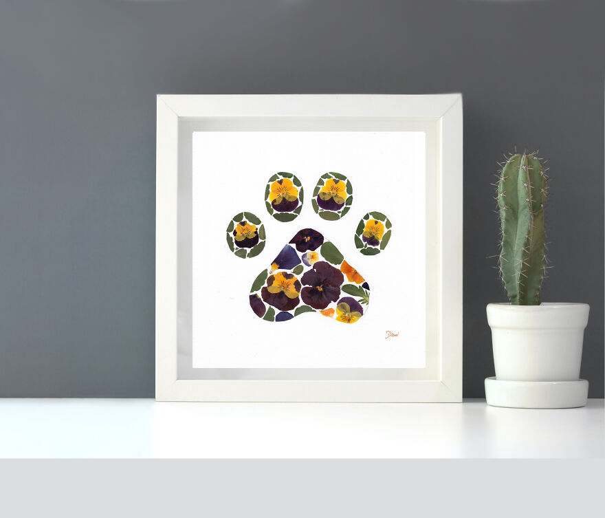 Cat's Paw Made From Pressed Pansies