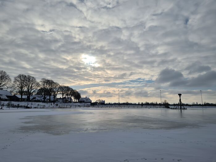 Winter In The Netherlands At The River Ijssel