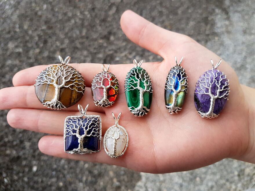 Tree Pendants With Different Gemstones