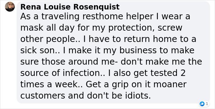 Shop Owner Pens A Mic-Drop Reply After A Customer Who Wouldn't Wear A Mask Properly Left Them A 1-Star Review