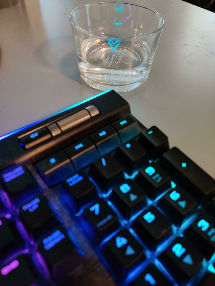 The Lighting From My Keyboard Formed A Little Heart On My Glass.