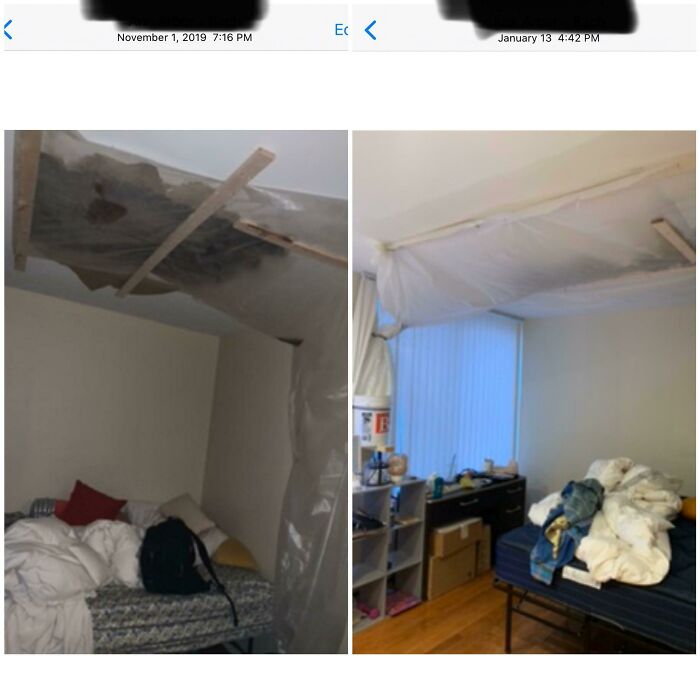 Landlords Made Me Empty Draining Water From An Open Hole Over My Bed For 5 Months, Then Blamed Warped Flooring On Me For Allowing The One Bucket They Gave Me To Overflow While I Slept