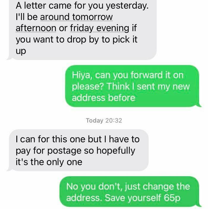 My Previous Landlord Complaining About The Price Of A Stamp She Doesn’t Need To Buy