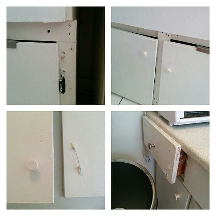 Moved Into A New Apartment. I'm Positive My Landlord Hired A 6-Year-Old To Make My Kitchen Cabinets
