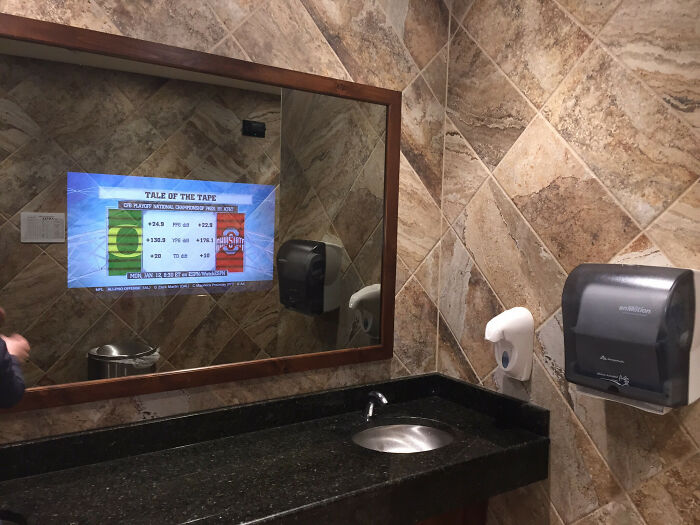 This Bathroom Mirror Has A TV In It