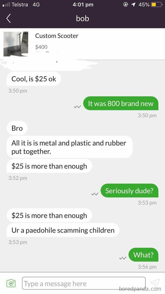 Blanked Out My Address And A Message Telling Me His. This Guy Is An Idiot