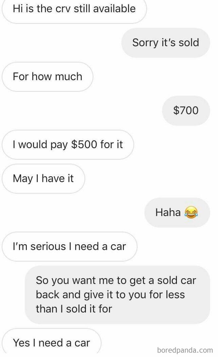 So You Want Me To Unsell My Car And Are Offering Me Less Than It Sold For