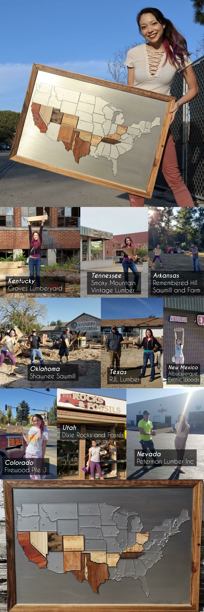 I Drove Across The USA Visiting A Sawmill In Every State And Made A Map Of Local Woods!