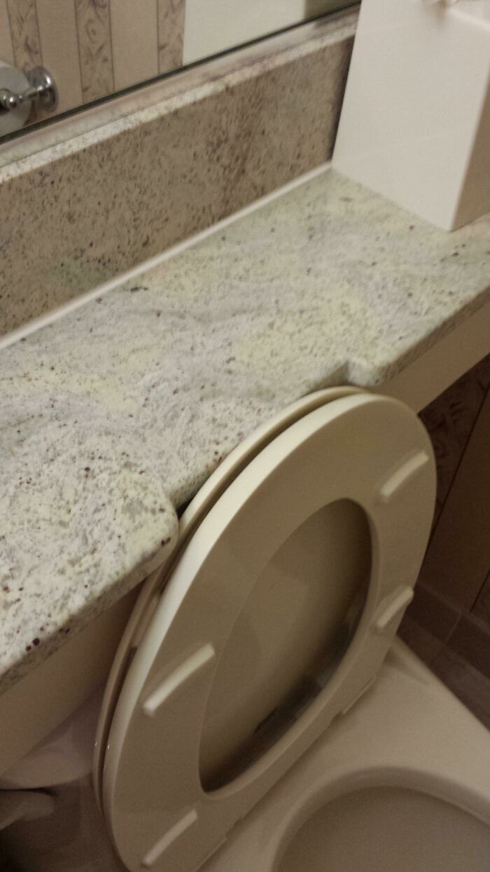 This Granite Was Cut To Make Space For The Toilet Lid