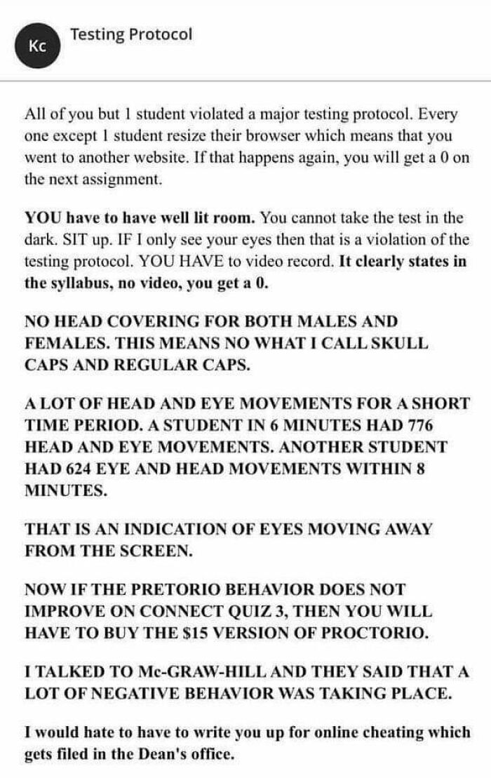 You Have Exceeded The Maximum Number Of Eye Movements Student. Teacher Is A Control Freak On Students Taking Test At Home