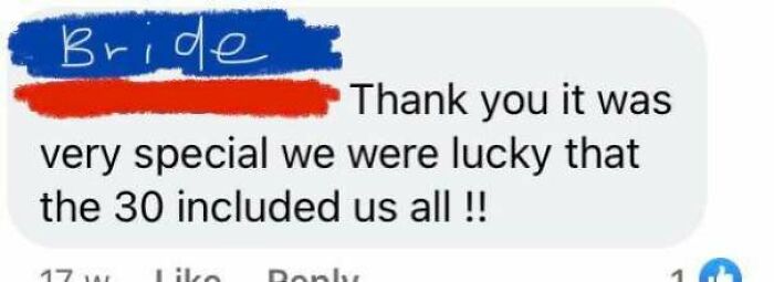 Old Course Mate Who Got Married In August, When UK Rules Were No More Than 30 For A Sit Down Meal Reception With No Dancing...
