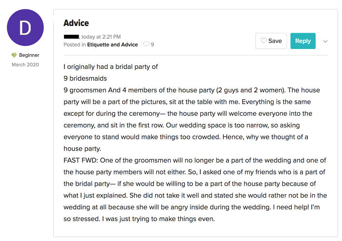 Demoting Bridesmaid For The Sake Of Even Numbers