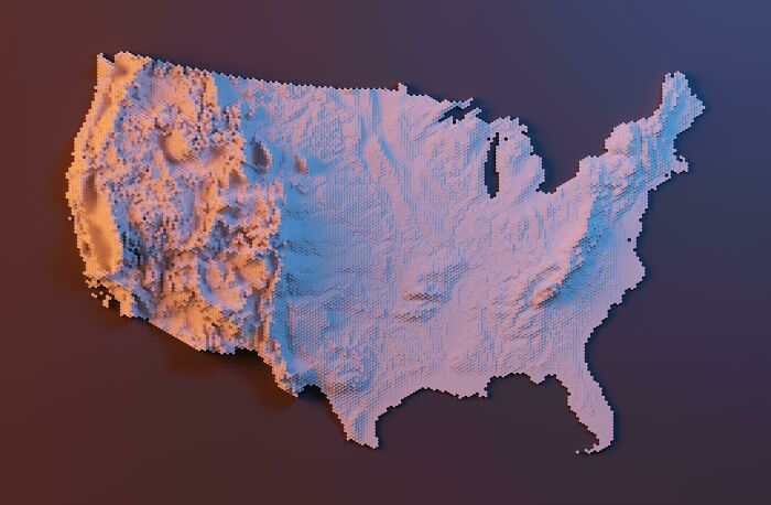 Conterminous Us Elevation Generalized By 500km² Hexagonal Tessellation