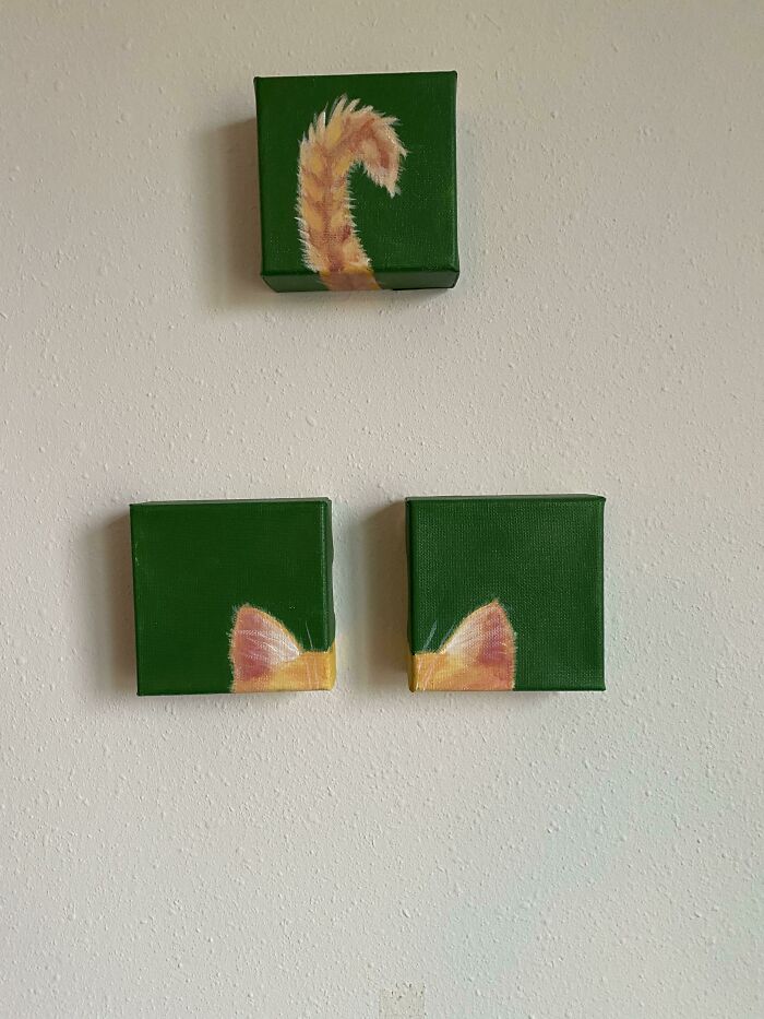 I Wanted To Paint My Cat, But Doing All Of Her Seemed Hard, So I Just Did The Easy Parts