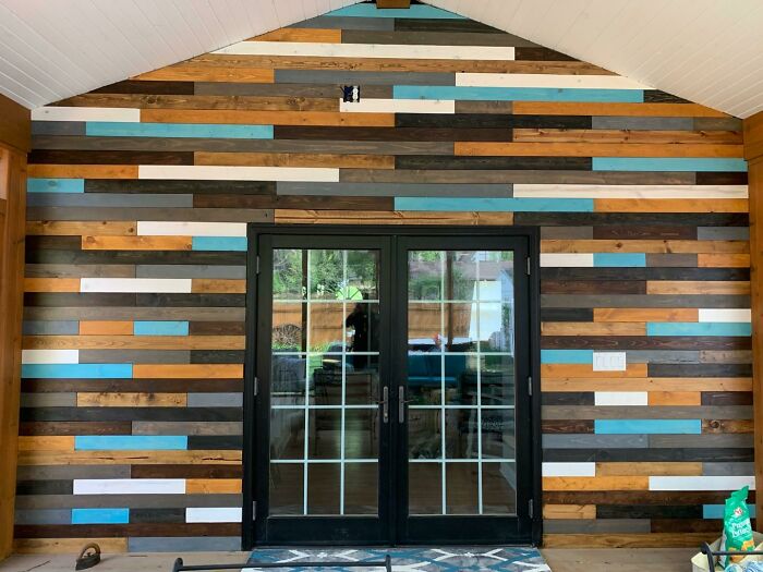 My Mom Hand Cut And Stained All The Pieces For This Wall. I Think It's Beautiful And She Deserves Some Props