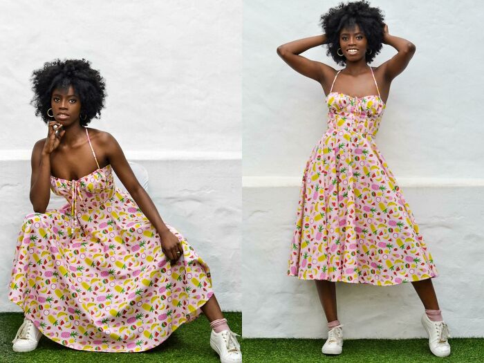 Found This Cute Fruity Fabric And Decided To Make A Cute Summer Milkmaid Dress This Week