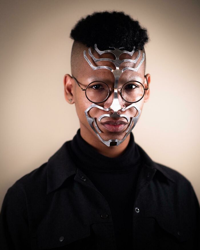 I Make Afrofuturistic Hair Ornaments Called Headcrests. This Is My First Prototype Of A Full Face Design!