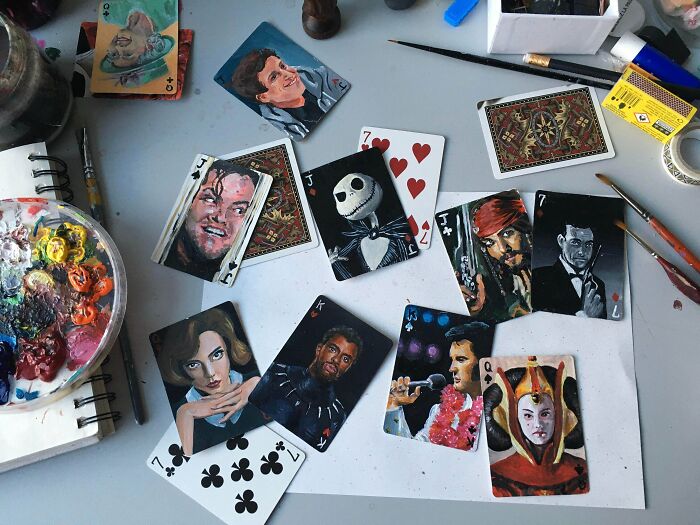 I've Started Painting Over Cards During My Zoom Classes