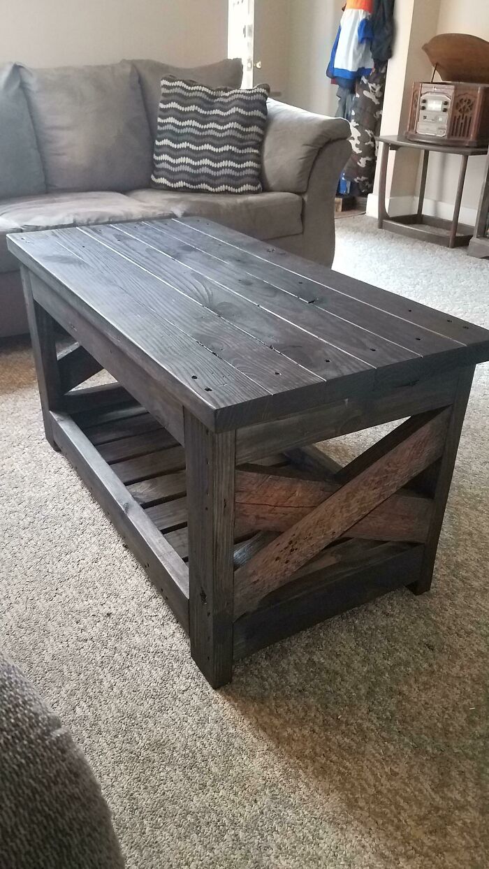 Wife Wanted A Coffee Table, So We Went And Built One Out Of Recycled Lumber. Total Monetary Investment: $4.67