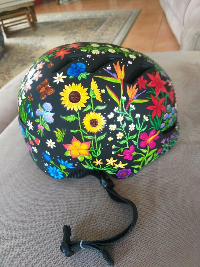 I Painted Flowers All Over My Scooter Helmet With Paint Pens And Sharpies!