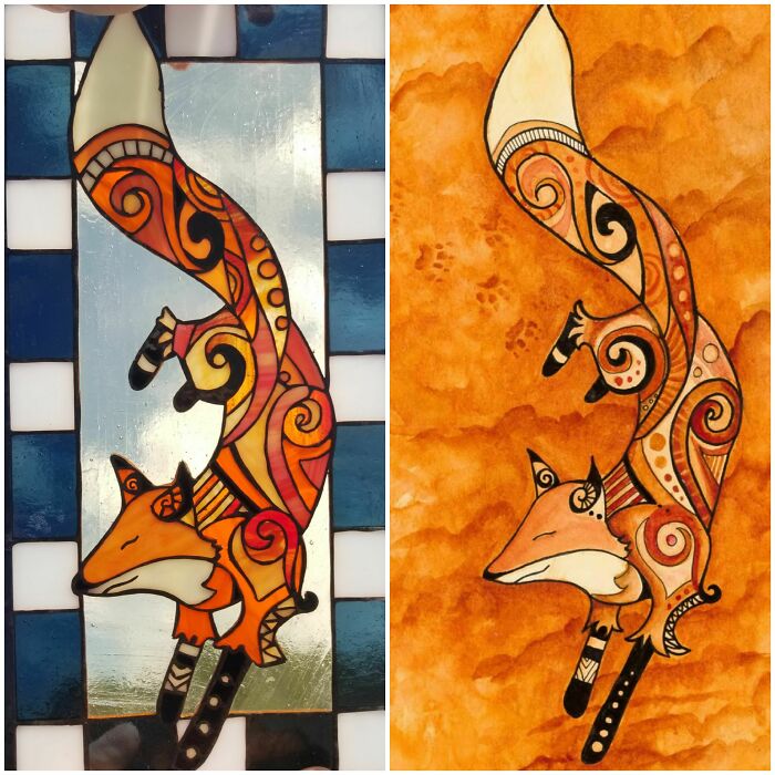 I Made A Stained Glass Of My Friend's Watercolor Painting