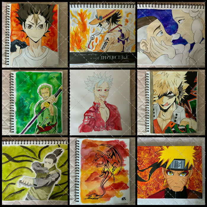 I Paint Anime Characters! (Sorry For The Watermark, I’ve Had People Pass My Pieces Off As Their Own In The Past). I’m Actually Opening Up An Online Shop Soon, But For Now You Can Follow My Instagram And Order Custom Anime Character Commissions: @sumerki_art I Use Watercolor And Acrylic Paint! :)