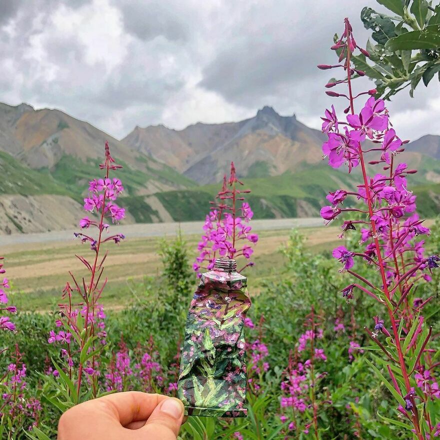 Naturalist Recycles Garbage From The National Park In Beautiful Landscape Paintings That Match The Landscape