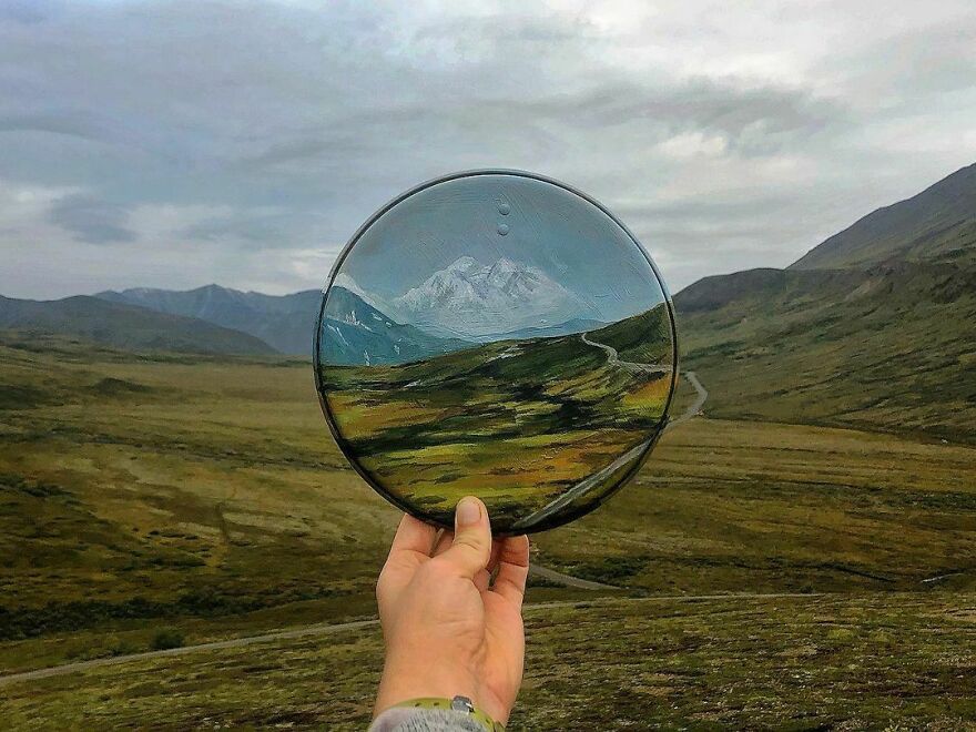 Naturalist Recycles Garbage From The National Park In Beautiful Landscape Paintings That Match The Landscape