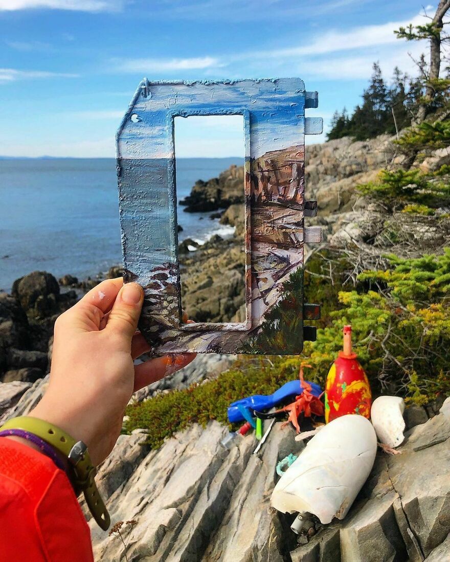 Naturalist Recycles Garbage From The National Park In Beautiful Landscape Paintings That Match The Landscape
