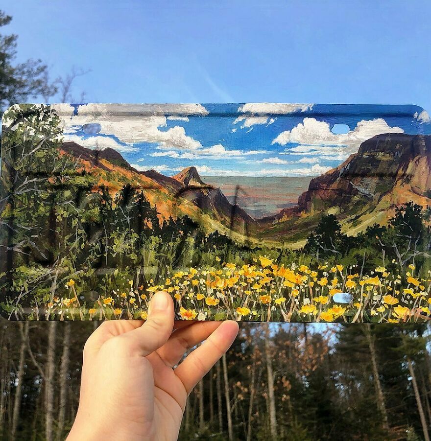 Naturalist Recycles Garbage From The National Park In Beautiful Landscape Paintings That Match The Landscape