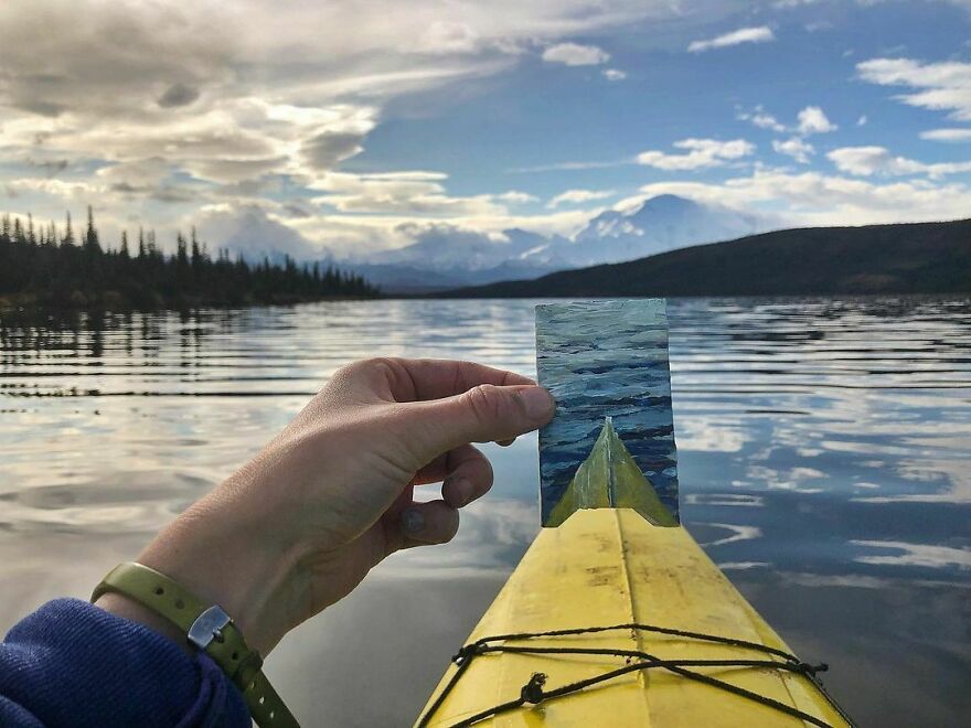 Naturalist Recycles Garbage From The National Park In Beautiful Landscape Paintings That Match The Landscape