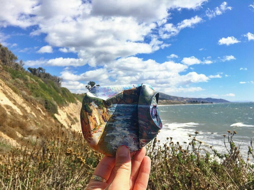 Naturalist Recycles Garbage From The National Park In Beautiful Landscape Paintings That Match The Landscape
