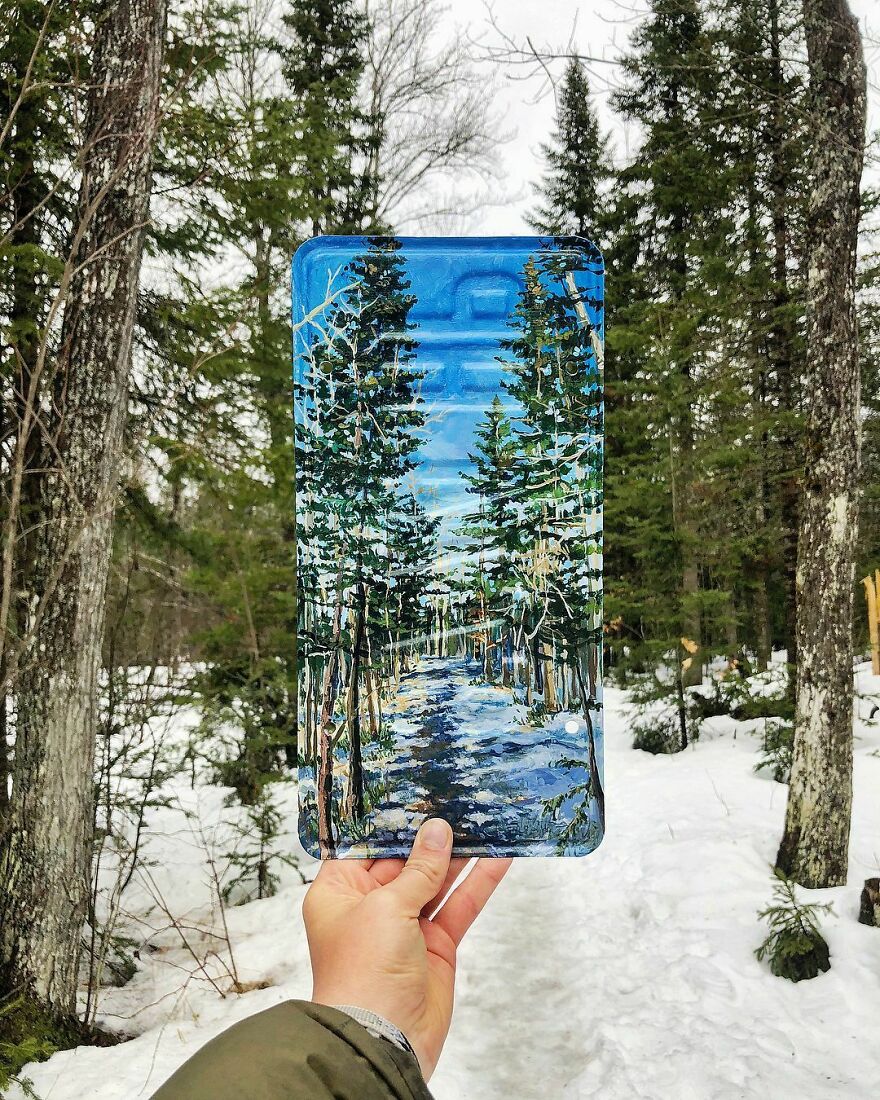 Naturalist Recycles Garbage From The National Park In Beautiful Landscape Paintings That Match The Landscape