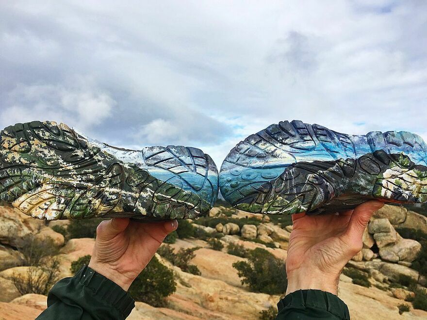 Naturalist Recycles Garbage From The National Park In Beautiful Landscape Paintings That Match The Landscape