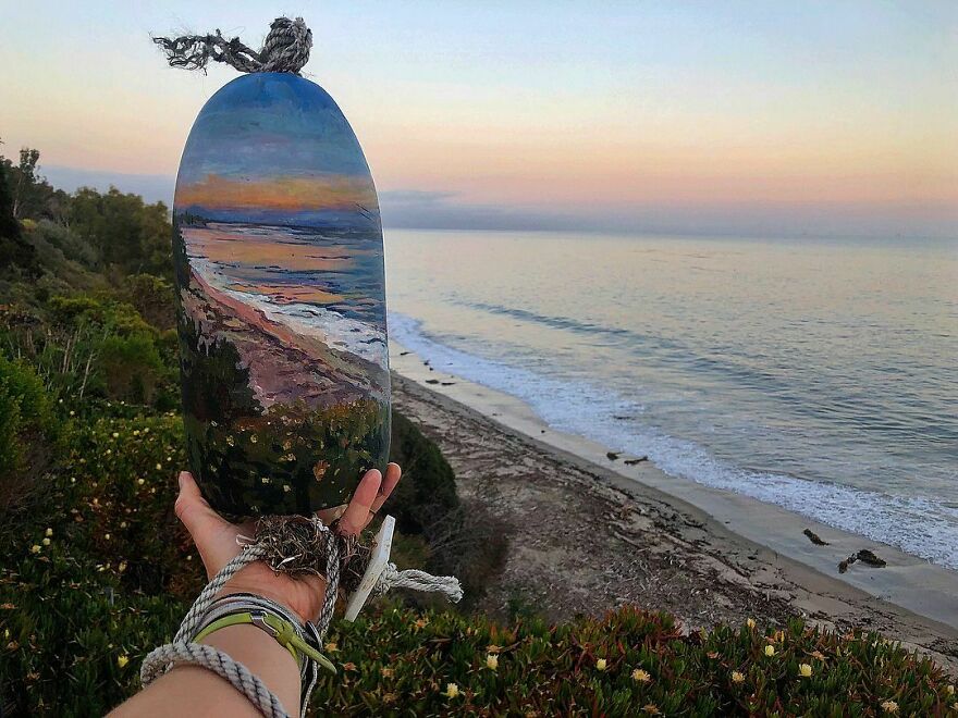 Naturalist Recycles Garbage From The National Park In Beautiful Landscape Paintings That Match The Landscape