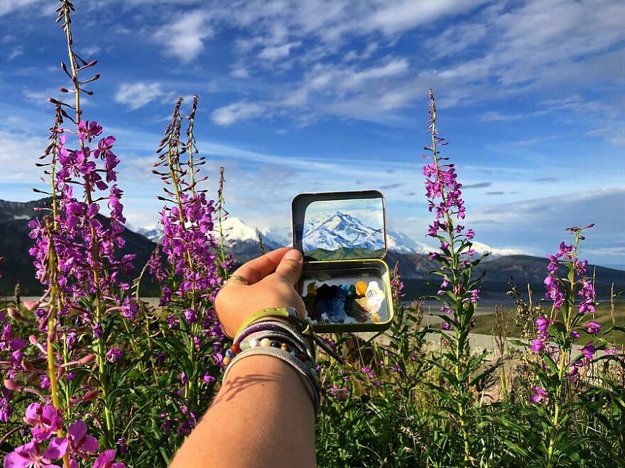 Naturalist Recycles Garbage From The National Park In Beautiful Landscape Paintings That Match The Landscape