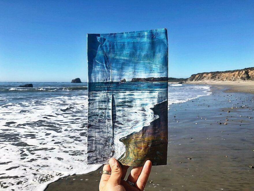 Naturalist Recycles Garbage From The National Park In Beautiful Landscape Paintings That Match The Landscape